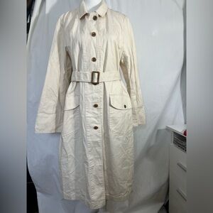 Uniqlo Women's Cream Belted Trench Coat Buttons down in size small